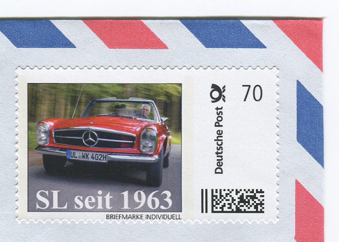 Mercedes SL „Pagode“ als 2er-Set-Briefmarke Foto: 99 Rodeo Drive